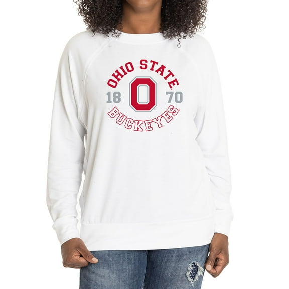 Women's White Ohio State Buckeyes Rylee Raglan Tri-Blend Long Sleeve T-Shirt