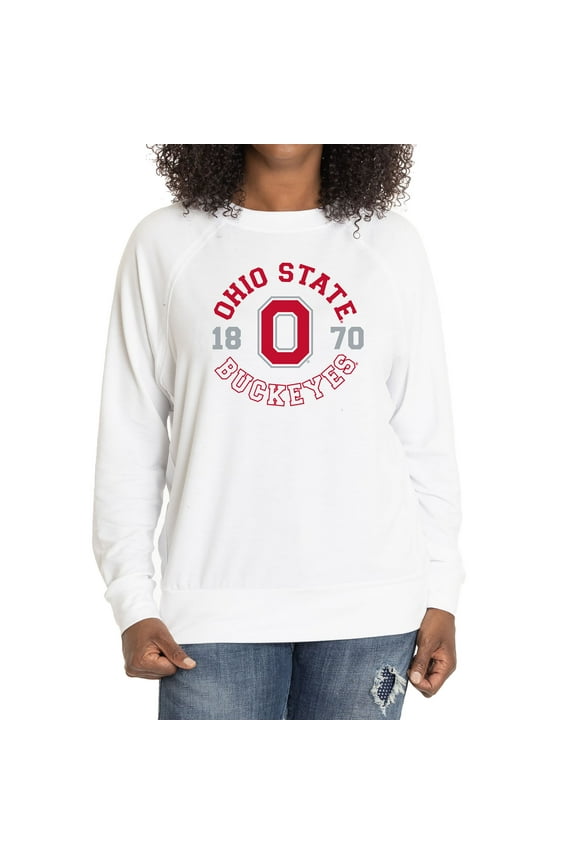 Women's White Ohio State Buckeyes Rylee Raglan Tri-Blend Long Sleeve T-Shirt