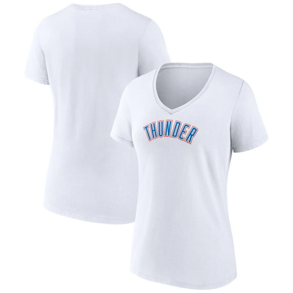 Women's White Oklahoma City Thunder Wordmark Home V-Neck T-Shirt