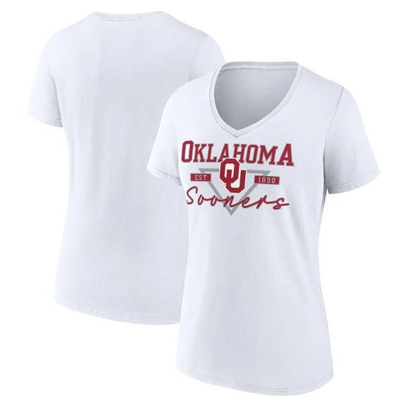 Women's White Oklahoma Sooners Triangle Origin V-Neck T-Shirt
