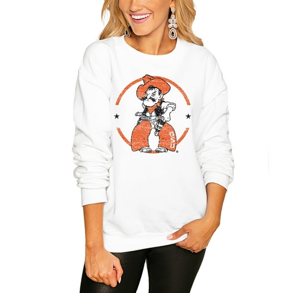 Women's Gameday Couture White Oklahoma State Cowboys End Zone Oversized Sweatshirt