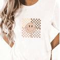 thumbnail image 1 of Women's White Oversized Print Tshirt Graphic Tees Shirts Vintage Checkerboard Floral Smile Face Casual Loose Fit Tops S-5XL, 1 of 5