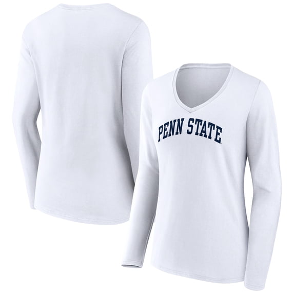 Women's White Penn State Nittany Lions Basic Arch Long Sleeve V-Neck T-Shirt