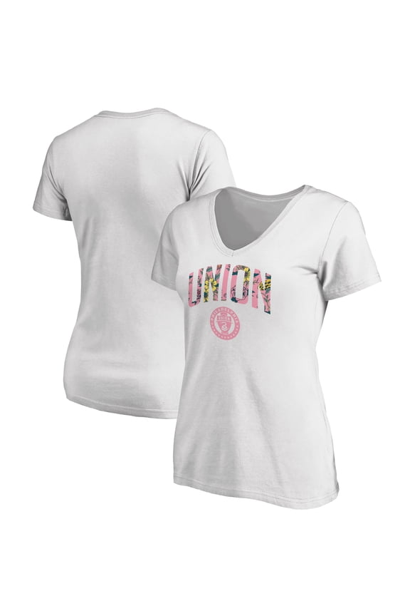 Women's White Philadelphia Union Floral V-Neck T-Shirt