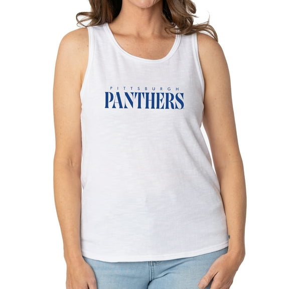 Women's White Pitt Panthers Blake Sandwash Rib-Knit Tri-Blend Tank Top