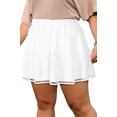 thumbnail image 1 of Women's White Plus Size Boho Ruffled Shorts – Elegant Lace Trim for Summer Days, 4X, 1 of 10