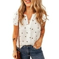 thumbnail image 1 of Women's White Polka Dot Print Ruffled Shoulder V Neck Tank Top - Trendy Summer Style | [ZhiHiMeRi] | (US 16-18)XL, 1 of 12