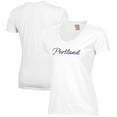 thumbnail image 1 of Women's  White Portland Pilots Script Logo Comfort Wash V-Neck T-Shirt, 1 of 3