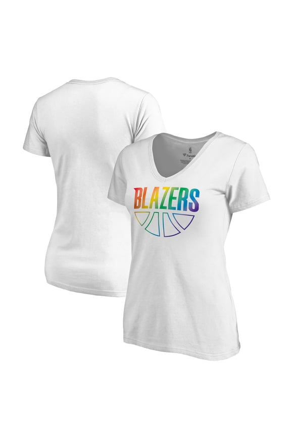Women's White Portland Trail Blazers Team Pride Wordmark V-Neck T-Shirt