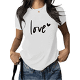 thumbnail image 1 of Women's White Print Tshirt Graphic Tees Love Heart Pattern Shirts S-5XL Casual Daily Tops, 1 of 5
