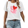 thumbnail image 1 of Women's White Print Tshirt Graphic Tees Love Heart Pattern Shirts S-5XL Casual Daily Tops, 1 of 5