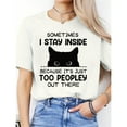 thumbnail image 1 of Women's White Print Tshirt Graphic Tees Shirts Introvert Cat Too Peopley Humor Mental Health S-5XL Tops, 1 of 5