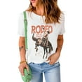 thumbnail image 1 of Women's White RODEO Cowboy Graphic Crewneck T-Shirt, 1 of 7