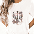 thumbnail image 1 of Vintage Rock & Roll Guitar Rose Wing Graphic Tees Print Tshirt Women Shirts White S-5XL Cotton Casual Tops, 1 of 5
