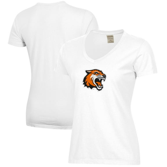 Women's  White Rochester Institute of Technology Tigers Logo Comfort Wash V-Neck T-Shirt