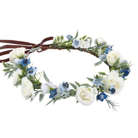 Women's White Rose Headpiece - Small Rose Starry Headband Traditional Round Headband Wedding Shooting Props Birthday Party Dance Party Decoration Renaissance Festival Crown