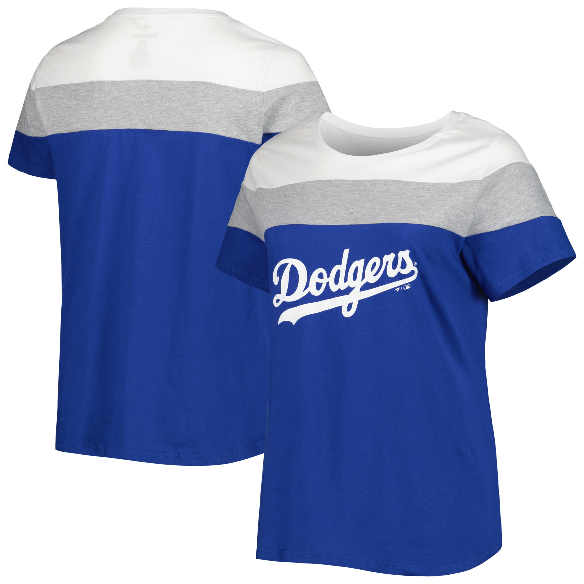 Women's White/Royal Los Angeles Dodgers Plus Size Colorblock T