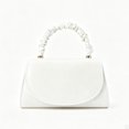 thumbnail image 1 of Women's White Ruched Handle Clutch Bag, Elegant Evening Purse for Wedding, Party, Prom and Formal Events, 1 of 7