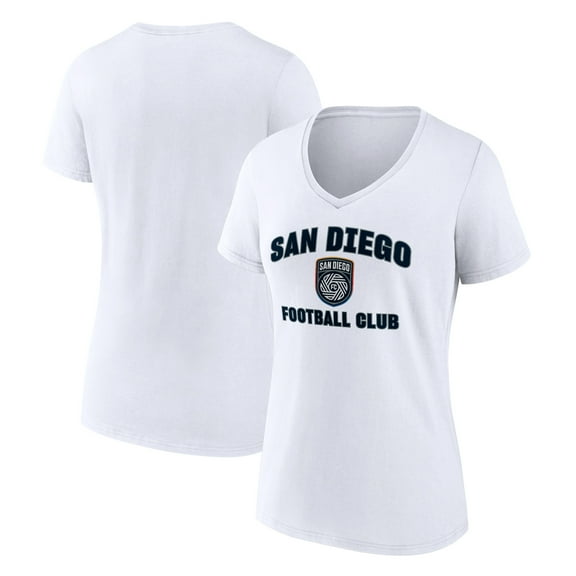 Women's White San Diego FC Heart and Soul V-Neck T-Shirt
