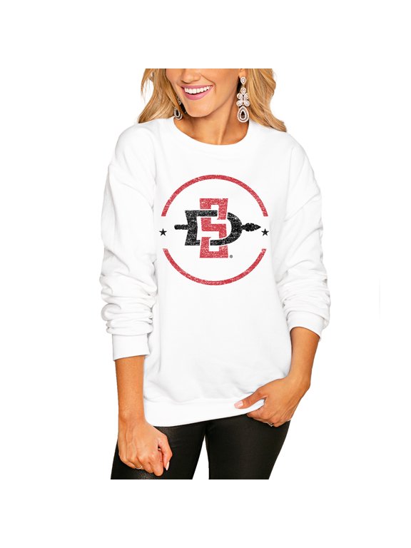 Women's Gameday Couture White San Diego State Aztecs End Zone Oversized Sweatshirt