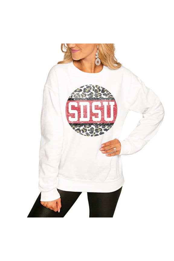 Women's White San Diego State Aztecs Scoop & Score Pullover Sweatshirt