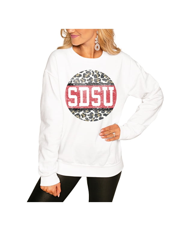 Women's White San Diego State Aztecs Scoop & Score Pullover Sweatshirt