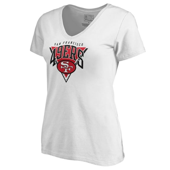 Women's White San Francisco 49ers Frontline V-Neck T-Shirt