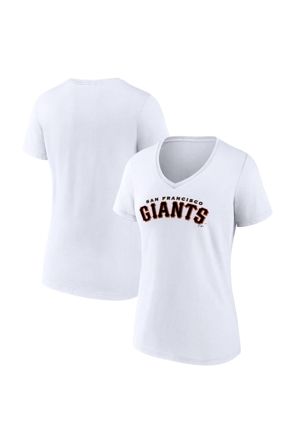 Women's White San Francisco Giants Giants Alternate Club Lettering V-Neck T-Shirt