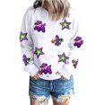 thumbnail image 1 of Women's White Sequin Mardi Gras Graphic Crewneck Sweatshirt - Fun & Casual Style - [ZhiHiMeRi] | (US 20-22)2XL, 1 of 6