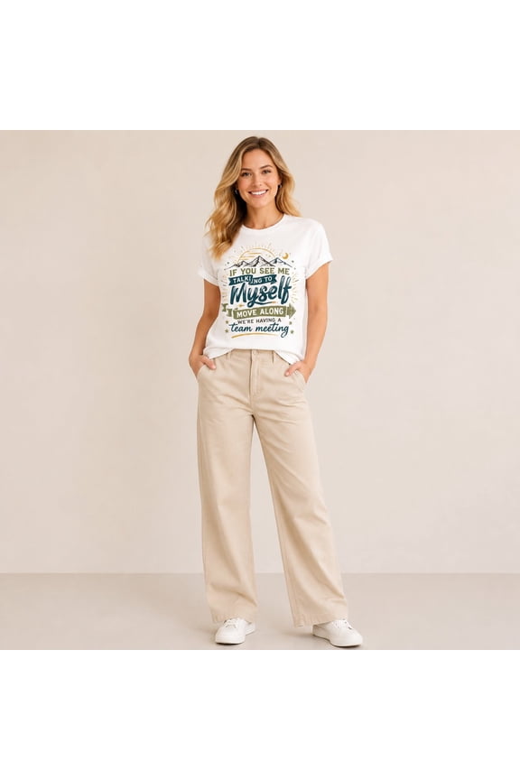 Women's White Short Sleeve Crew Neck T-Shirt, Mountain Adventure Graphic Tee, Funny Introvert Saying Casual Summer Top
