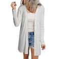 thumbnail image 1 of Women's White Solid Color Ribbed Button-Up Tunic Cardigan for Casual Elegance | [ZhiHiMeRi] | (US 16-18)XL, 1 of 11