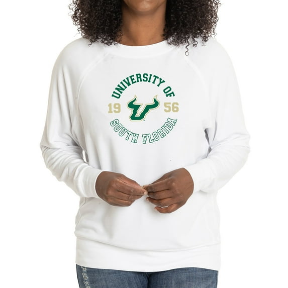 Women's White South Florida Bulls Rylee Raglan Tri-Blend Long Sleeve T-Shirt