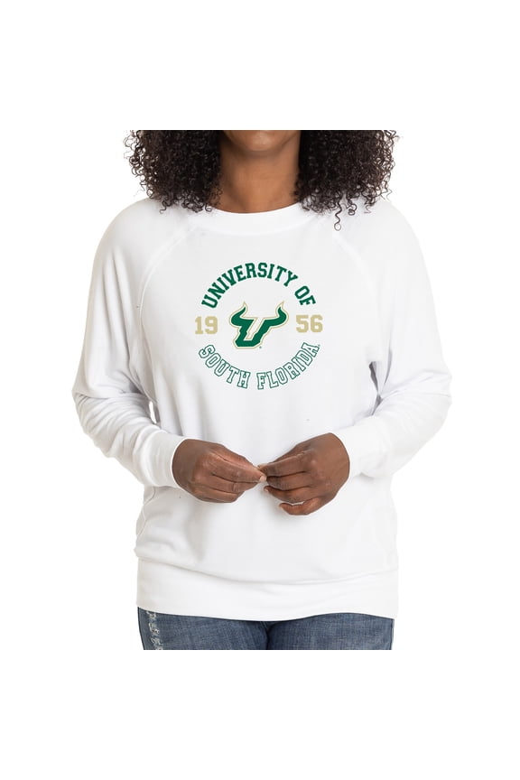 Women's White South Florida Bulls Rylee Raglan Tri-Blend Long Sleeve T-Shirt
