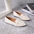thumbnail image 1 of Women's White Suede Flat Loafers, Casual Slip-On Dress Shoes with Buckle Detail, 1 of 9