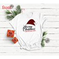 thumbnail image 1 of Women's White T-Shirt Graphic Tees "Merry Christmas From The Jons Family" Plaid Santa Hat Holiday Design Shirts S-5XL Casual Daily Tops, 1 of 5