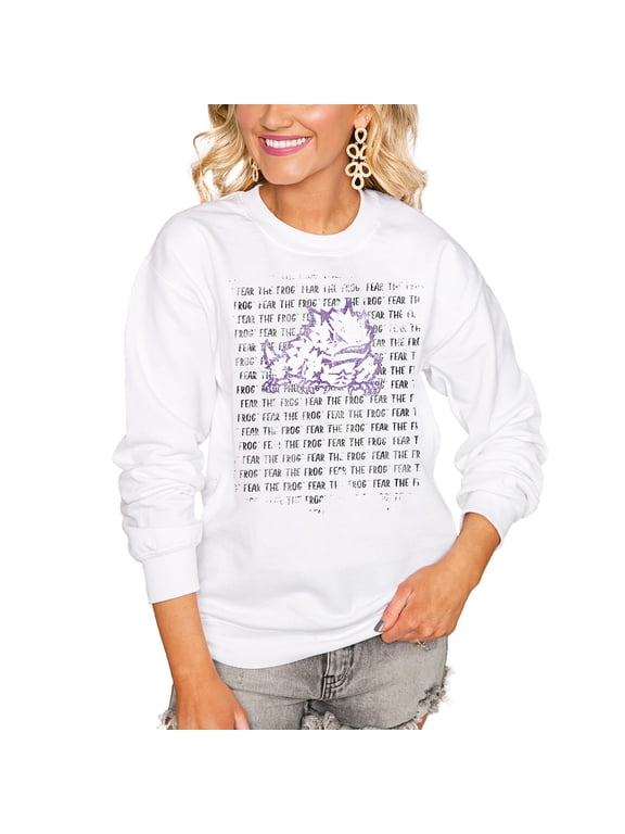 Women's White TCU Horned Frogs Bold Type Perfect Pullover Sweatshirt