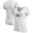 thumbnail image 1 of Women's White TCU Horned Frogs Floral Arched V-Neck T-Shirt, 1 of 3