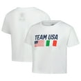 thumbnail image 1 of Women's White Team USA Country Flags Loose Cropped T-Shirt, 1 of 3