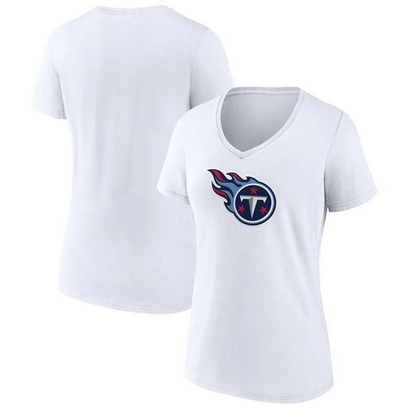 Women's White Tennessee Titans Primary Team Logo V-Neck T-Shirt