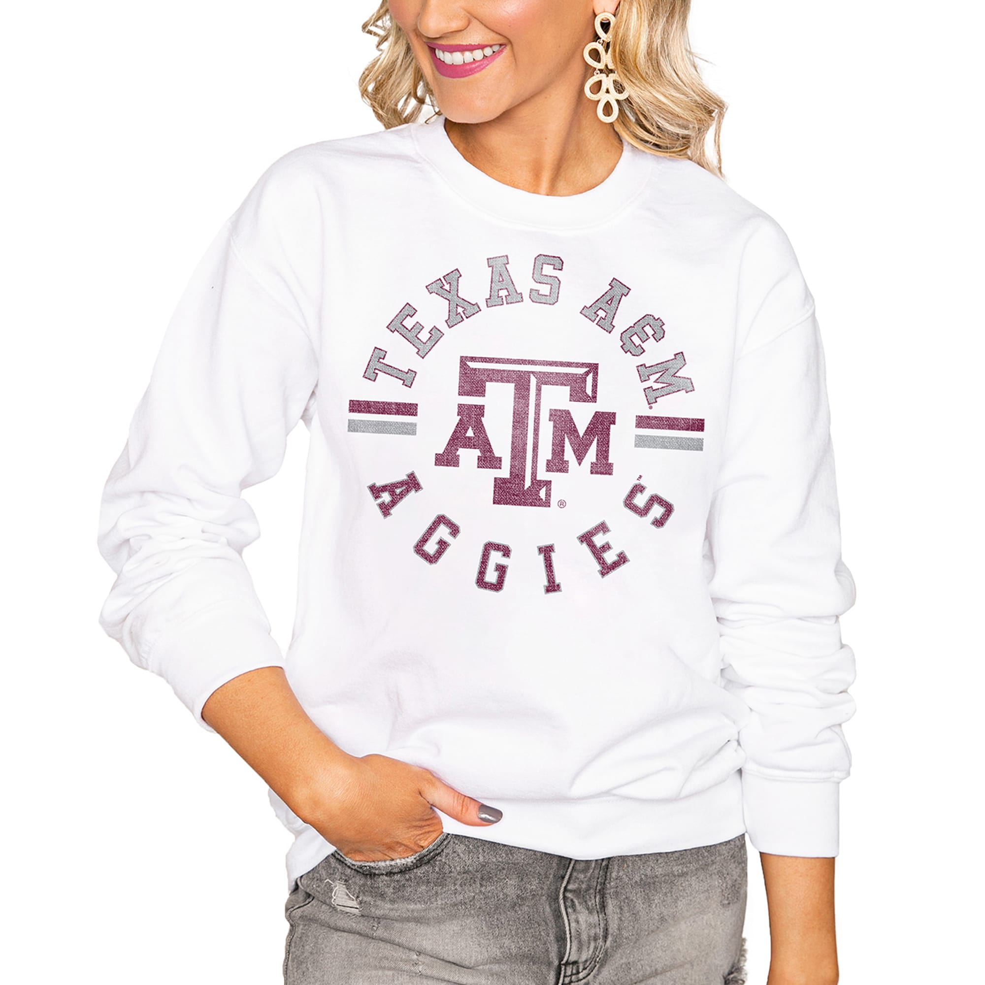 Women's White Texas A&M Aggies Vintage Days Perfect Pullover Sweatshirt - image 1 of 1