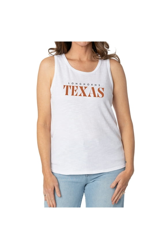 Women's White Texas Longhorns Blake Sandwash Rib-Knit Tri-Blend Tank Top