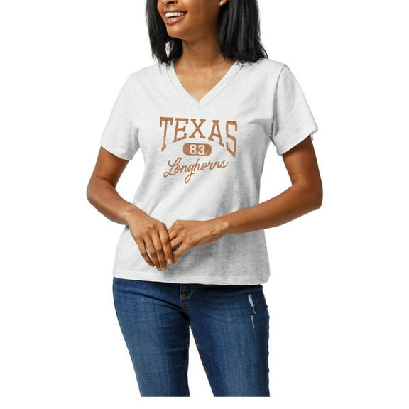 Women's White Texas Longhorns Intramural Tri-Blend Boyfriend V-Neck T-Shirt