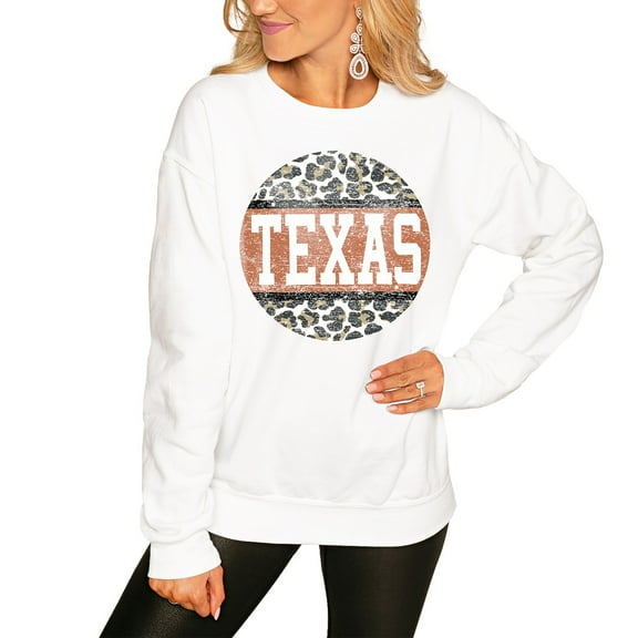 Women's White Texas Longhorns Scoop & Score Pullover Sweatshirt