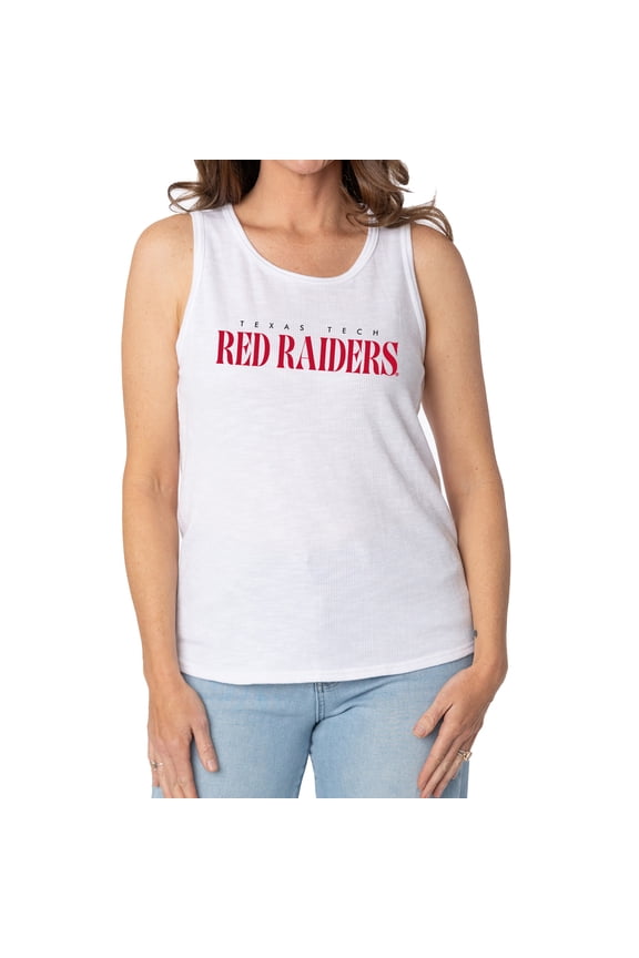 Women's White Texas Tech Red Raiders Blake Sandwash Rib-Knit Tri-Blend Tank Top
