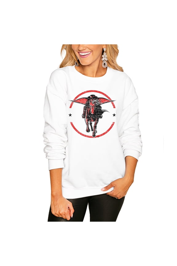 Women's Gameday Couture White Texas Tech Red Raiders End Zone Oversized Sweatshirt