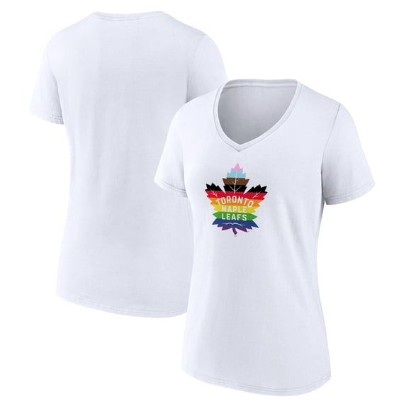 Women's White Toronto Maple Leafs Team Pride Logo V-Neck T-Shirt