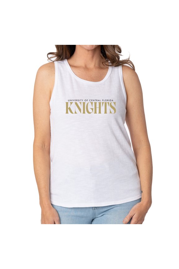 Women's White UCF Knights Blake Sandwash Rib-Knit Tri-Blend Tank Top