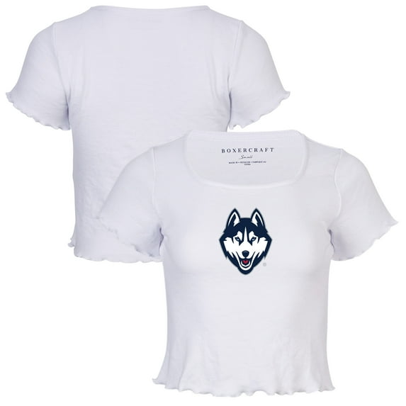 Women's White UConn Huskies Baby Top T-Shirt