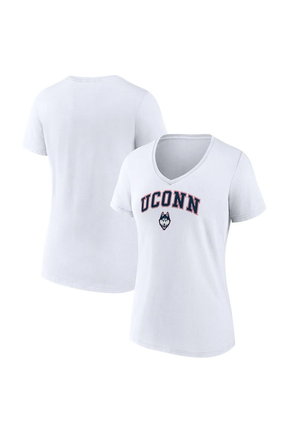 Women's White UConn Huskies Campus V-Neck T-Shirt