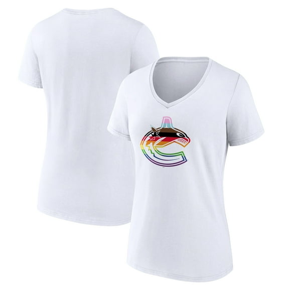 Women's White Vancouver Canucks Team Pride Logo V-Neck T-Shirt